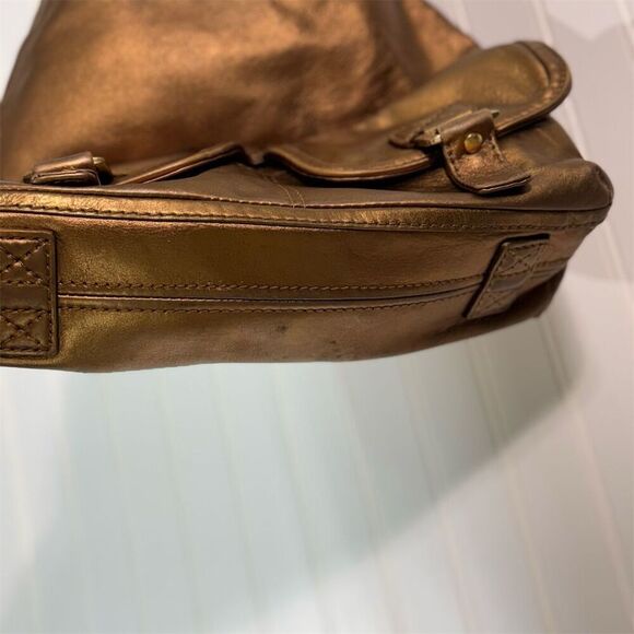 Michael Kors Bronze Metallic Leather Hobo Shoulder Bag Slouchy Y2K Mob Wife - Picture 10 of 10